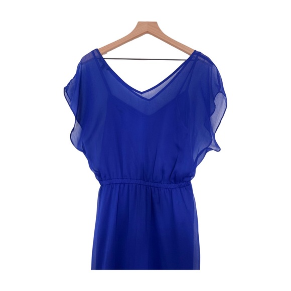 Express V Neck Cinched Waist Overlay Mini Dress. Size Medium - Picture 4 of 6